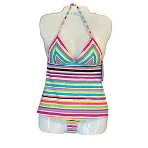 Roxy Rainbow Bikini 2 pc Swimsuit S Tankini Cheeky Bottoms Stripe MSRP $86